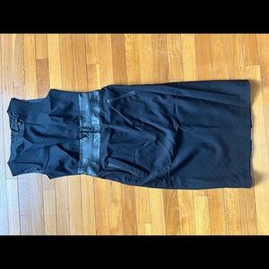 Lafayette 148 NYC, Black dress, real leather waist